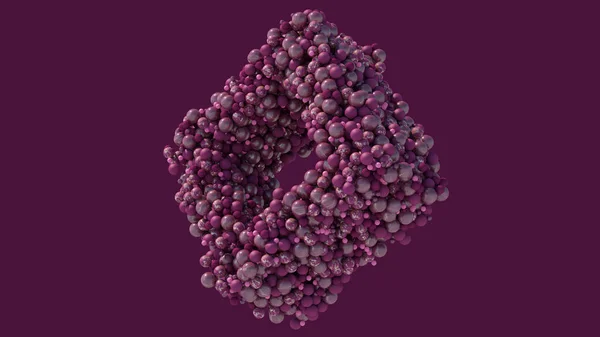 Čtverec Purpurovými Kuličkami Fialové Pozadí Abstraktní Ilustrace Vykreslení — Stock fotografie