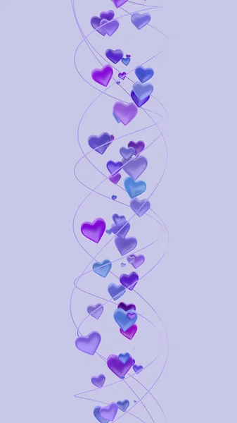 Coeur Bleu Violet Concept Saint Valentin Illustration Abstraite Rendu — Photo