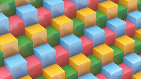 一组色彩艳丽的立方体 摘要说明 3D渲染 — 图库照片