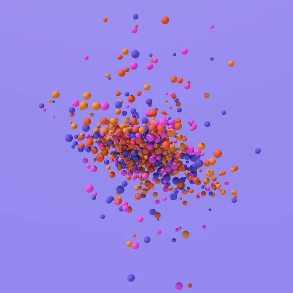 Brillantes Partículas Colores Volando Fondo Violeta Ilustración Abstracta Render —  Fotos de Stock