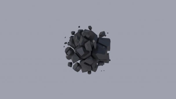 White Black Broken Sphere Abstract Animation Render — Stockvideo