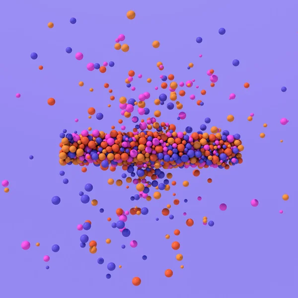 Bright Colorful Particles Flying Violet Background Abstract Illustration Render — 图库照片