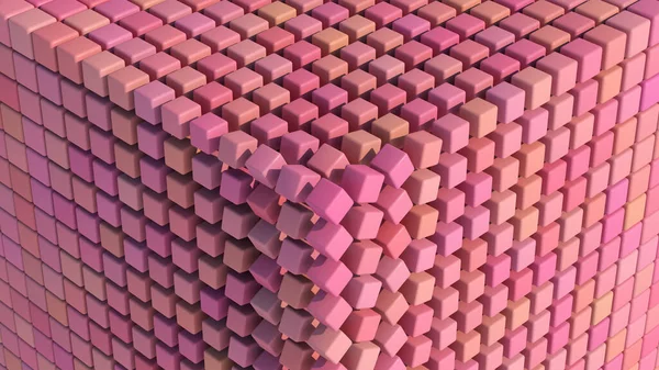 Cubo Texturizado Rosa Primer Plano Ilustración Abstracta Render —  Fotos de Stock