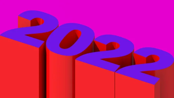 Números Violeta Rojo 2022 Diseño Tipográfico Ilustración Abstracta Render — Foto de Stock