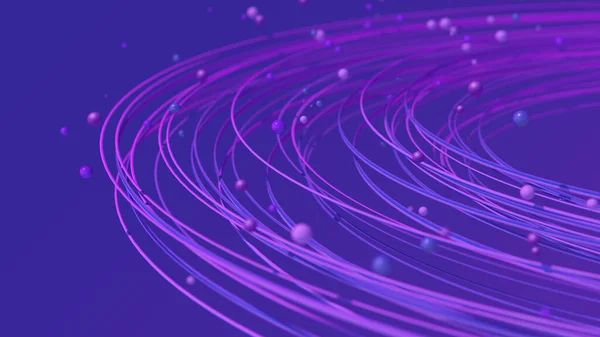 Blaue Und Violette Teilchen Und Kreise Abstrakte Illustration Darstellung Nahaufnahme lizenzfreie Stockfotos