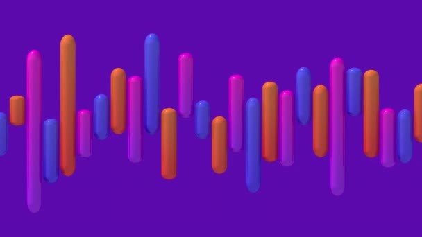 Bloque Colores Brillantes Una Fila Fondo Púrpura Animación Abstracta Render — Vídeo de stock