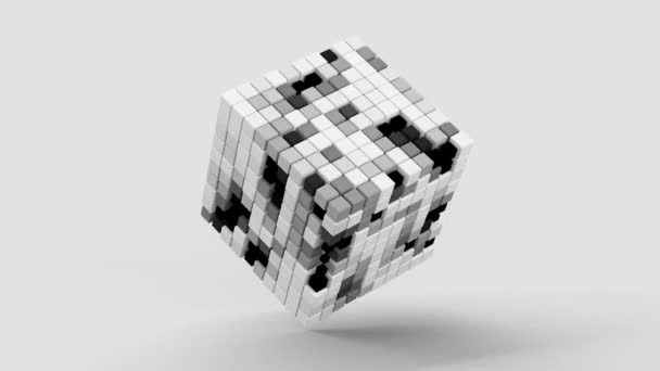 Groupe Cubes Blancs Gris Noirs Animation Abstraite Rendu — Video