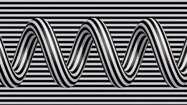 Striped Black White Spiral Abstract Animation Render — Stock Video