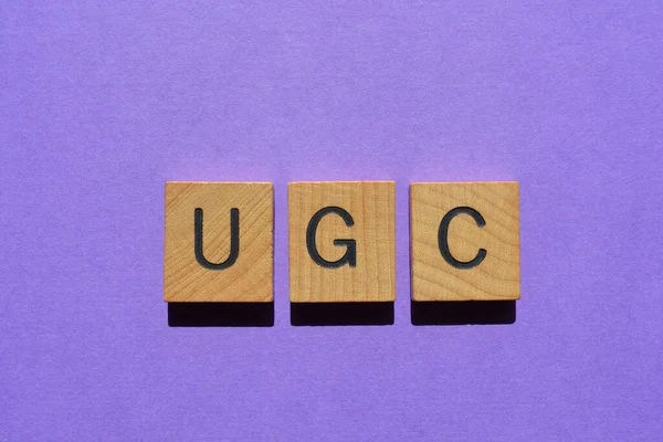 Ugc Acrónimo Contenido Generado Por Usuario Letras Alfabeto Madera Aisladas — Foto de Stock