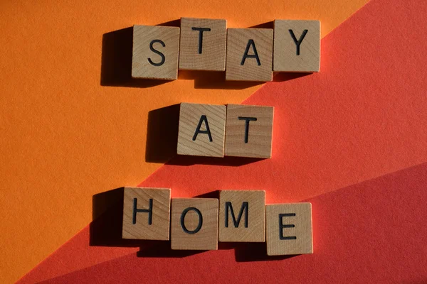 Stay Home Words Wooden Abphabet Letters — Stock fotografie