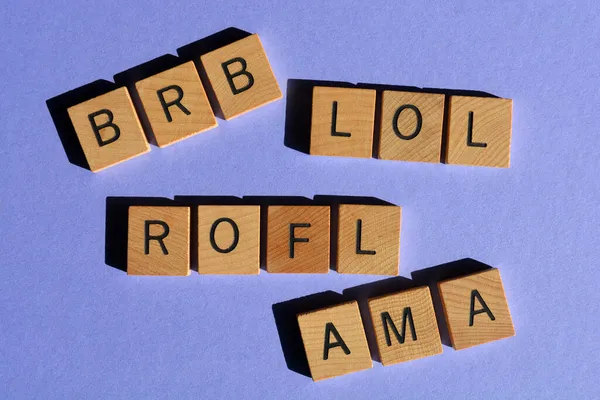 Acronyms Used Text Speak Including Brb Lol Rofl Ama Ask — Stock Photo, Image