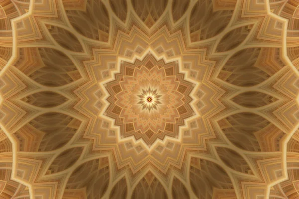 Digital Art Illustration Kaleidoscope Golden Brown — Stock Photo, Image