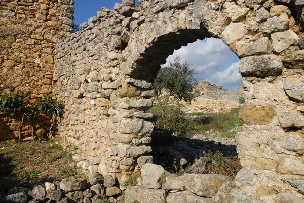 Arch Wall Abandoned Moorish Village Atzuvieta Alcala Jovada Vall Alcala — Zdjęcie stockowe