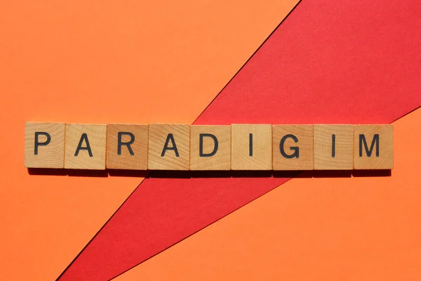 Paradigim Szó Ábécé Betűkkel Elszigetelt Világos Színes Háttér — Stock Fotó