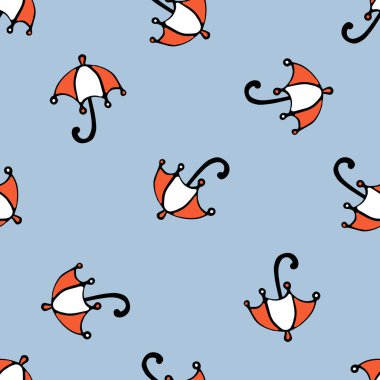 Bebek şemsiyesi. Vektör kusursuz desen. Yağmur, su, çocuklar için sızıntı önleyici baskı ve suda çocuk oyunları için. arkaplan, yeşil ve beyaz renk karakterleri