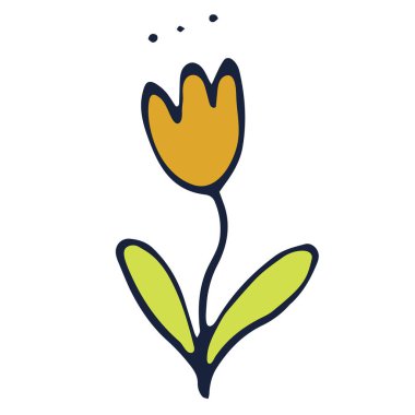 Düz bahar çiçeği ve izole beyaz arka planda yapraklar. Pembe renk. İlkbaharın vektör illüstrasyonuName