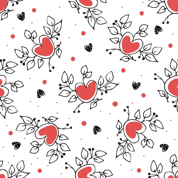 Amore San Valentino Mano Affogare Cuori Doodles Set Collezione Icone — Vettoriale Stock