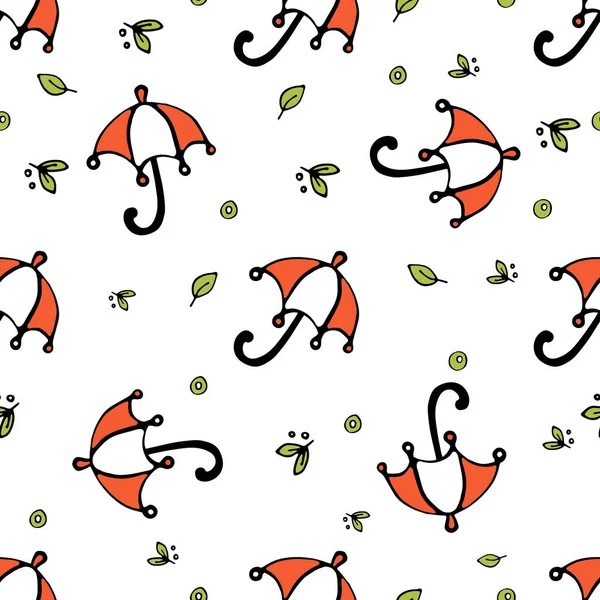 Bebek şemsiyesi. Vektör kusursuz desen. Yağmur, su, çocuklar için sızıntı önleyici baskı ve suda çocuk oyunları için. arkaplan, yeşil ve beyaz renk karakterleri