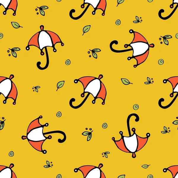 Bebek şemsiyesi. Vektör kusursuz desen. Yağmur, su, çocuklar için sızıntı önleyici baskı ve suda çocuk oyunları için. arkaplan, yeşil ve beyaz renk karakterleri