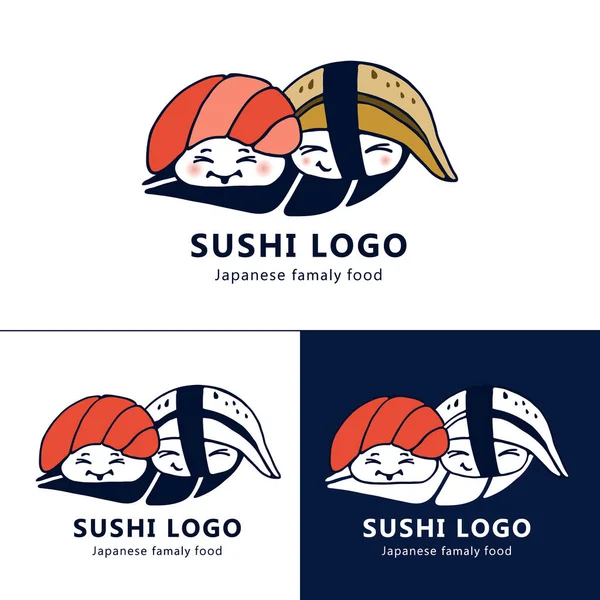 Varios Kawaii Sushi Rollos Nigiri Logo Vectorial Identidad Corporativa Del — Vector de stock