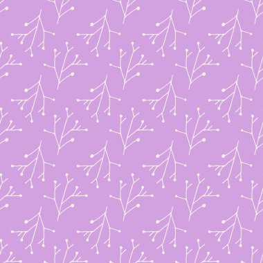 Ağaç yaprakları, yaban gülü, çalılıklar bembeyaz. Çizgi çizme. Malzemelerin doğallığı. Vektör izi. Mor renkli moda. Vektör izi. Moda mor rengi