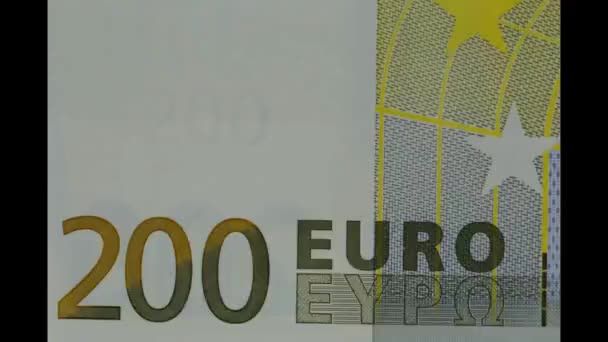 Zatrzymanie ruchu pieniędzy. Kontekst pieniędzy.Dwieście sto banknotów euro.Kontekst banknotów euro. Finanse i oszczędności. — Wideo stockowe