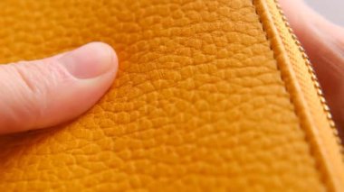 Para dolu cüzdan. Avro parası. Avro banknotları sarı bir çantanın içinde kadınların elinde. Avrupa Birliği Para Birimi