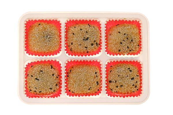 Mochi Cakes Sesame Mochi Isolato Sfondo Bianco Dessert Tradizionale Giapponese — Foto Stock