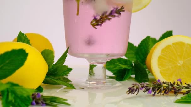 Lavender cocktai dan lavender flowers.Summer minuman. — Stok Video