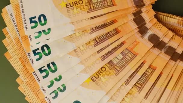 Pagamentos Despesas Proveitos Países Europeus Cinquenta Notas Euros Custo Dos — Vídeo de Stock