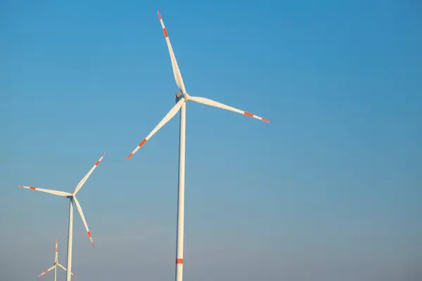Green Energy Wind Generator Blue Sky Background Windmill Sky Background — Stockfoto