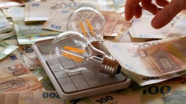 pay for electricity. Electricity cost.Rising electricity prices in Europe. 4k footage