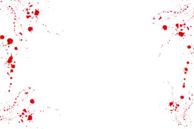 Halloween frame.bloody frame. Red splatter and drops isolated On white background.Crime scene. Murder and crime concept.blood streaks and blood stains in bloody splatter.Spots of blood.