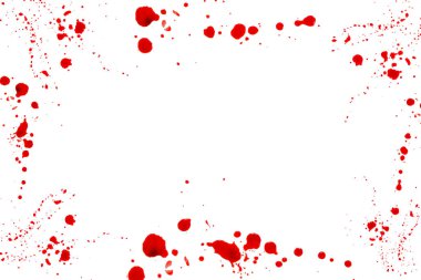  bloody splatter frame. Spots of blood.Halloween frame.Red blood drops isolated On white background.Crime scene. Murder and crime concept.blood streaks and blood stains in bloody splatter