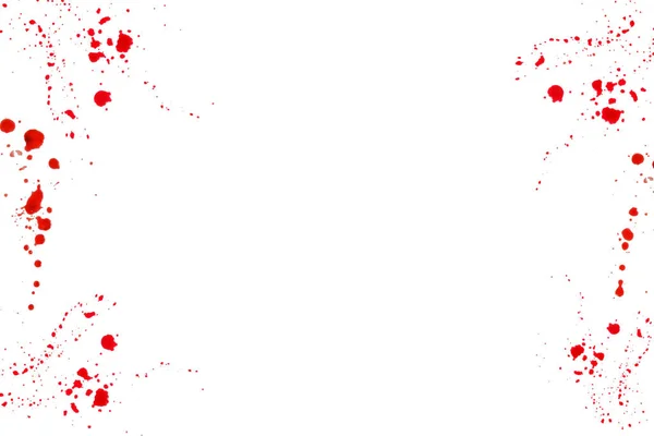 Halloween Frame Bloody Frame Red Splatter Drops Isolated White Background — 图库照片