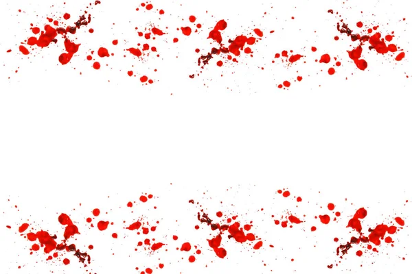 Blood Splatter Drops Isolated White Background Bloody Splatter Frame Spots — 图库照片