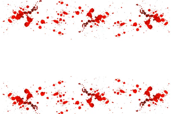 Blood Splatter Drops Isolated White Background Bloody Splatter Frame Spots — Stok fotoğraf