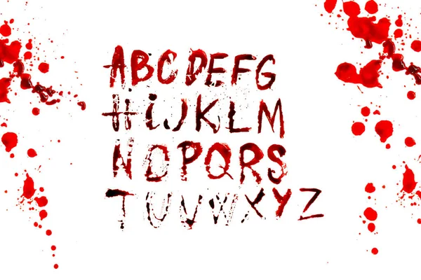 Abs Streaks Blood Stains Bloody Splatter Frame Halloween Alphabet Letters —  Fotos de Stock