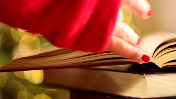 Libros Sobre Temas Navidad Invierno Hand Pasa Las Páginas Del — Vídeos de Stock