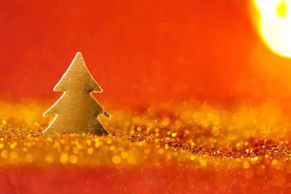 Jul Tapet Guld Røde Colors Christmas Træ Mini Guld Glitter - Stock-foto