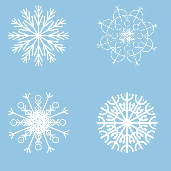 Zestaw płatków śniegu kryształowego do projektowania zimowego. Ilustracja wektora z elementami Bożego Narodzenia i Nowego Roku — Wektor stockowy