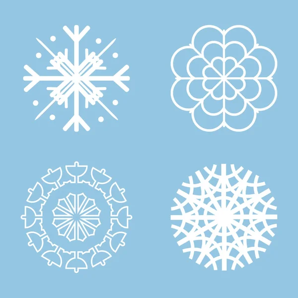 Uppsättning av kristall snöflingor för vinter design. Vektorillustration med jul- och nyårselement — Stock vektor