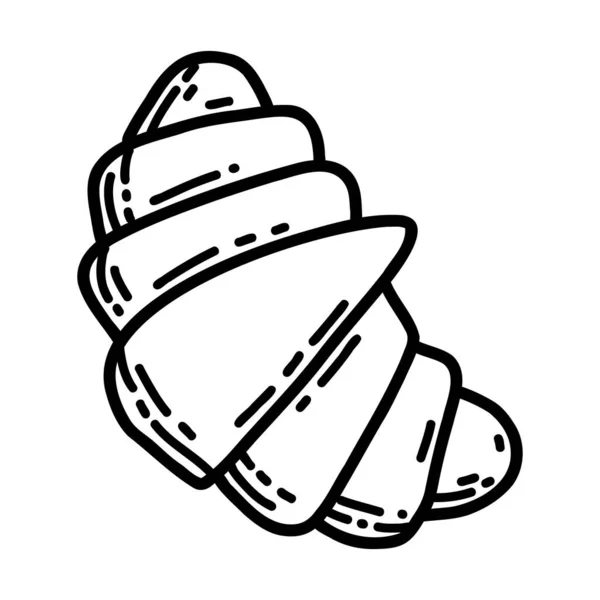 Doodle croissant. Färska läckra bakverk. vektor linjär illustration — Stock vektor