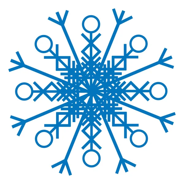 Frusen silhuett av kristall snöflinga för vinterdesign. Vektorillustration med jul och nyår element — Stock vektor