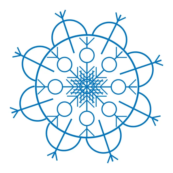 Frusen silhuett av kristall snöflinga för vinterdesign. Vektorillustration med jul och nyår element — Stock vektor