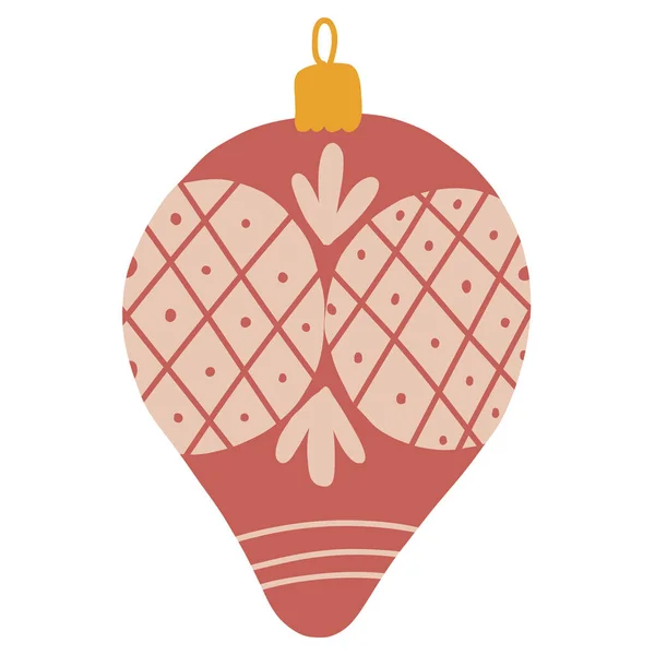 Барвистий різдвяний орнамент в ручному мальованому стилі. Векторні ілюстрації прикрас для ялинки — стоковий вектор