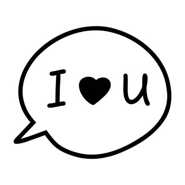 Vektör el çizimi karalama konuşması, düşünce balonu, beyaz arka planda kalbi olan sohbet bulutu