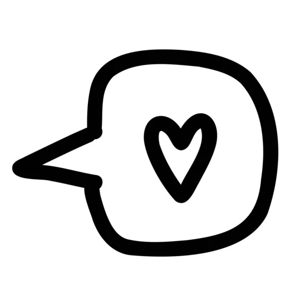 Vector hand drawn doodle speech, thought bubble, conversation cloud with heart on white background — Vettoriale Stock