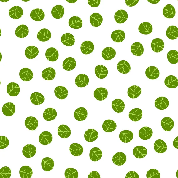 Seamless pattern with brussel sprout on white background. Cartoon flat vector illustration of fresh healthy brussel cabbage — Vetor de Stock