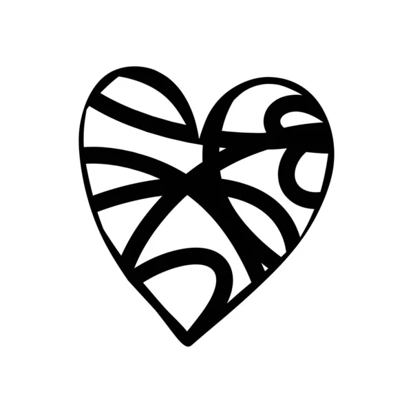 Coração de rabisco desenhado à mão. Ilustração vetorial do símbolo do amor — Vetor de Stock